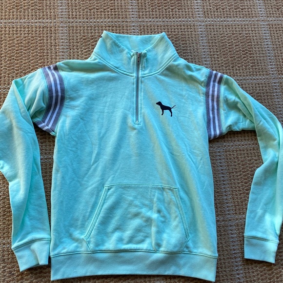 PINK 1/4 zip sweatshirt. Mint Green - Picture 1 of 6
